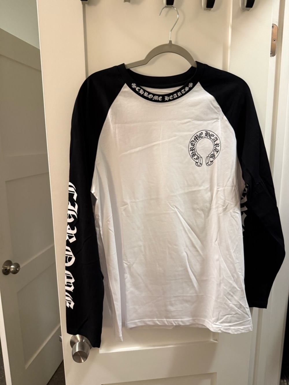 Chrome Hearts Black and White Raglan Logo Tee